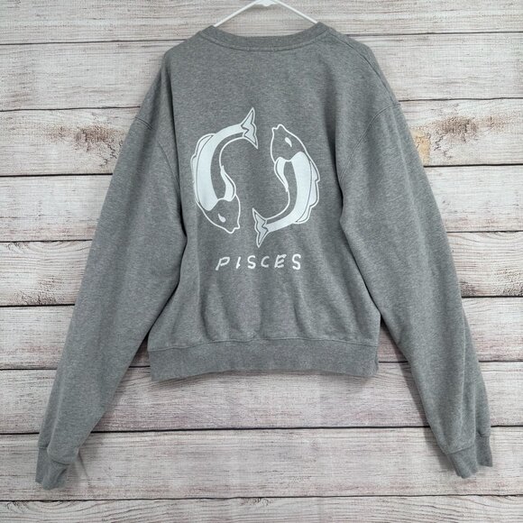 Good American Pisces Fish Logo Crewneck Sweatshirt Women's Size 4 Gray - Picture 1 of 9